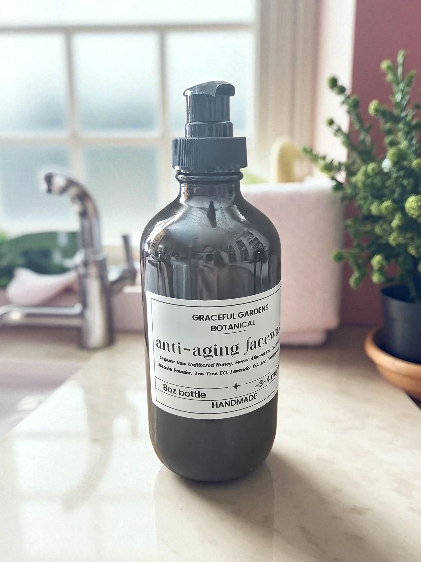 Organic Matcha Honey Facewash (8oz Bottle)
